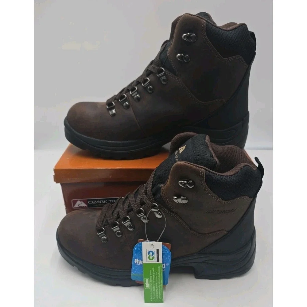 Ozark Trail Bandy II Men's Hiking Boots 10.5 W Dark Brown Leather Waterproof